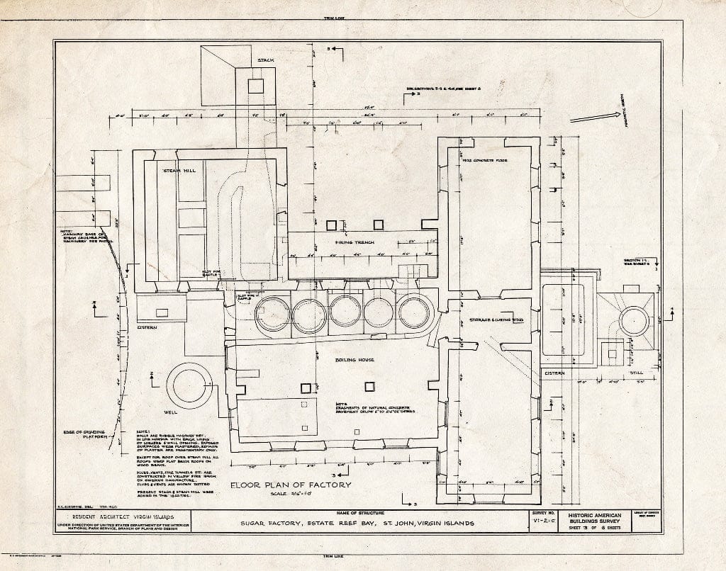 Blueprint HABS VI,2-REBA,1C- (Sheet 3 of 8) - Estate Reef Bay, Sugar Factory, Reef Bay, St. John, VI