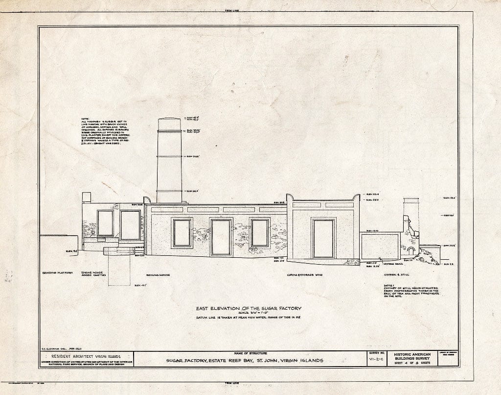 Blueprint HABS VI,2-REBA,1C- (Sheet 4 of 8) - Estate Reef Bay, Sugar Factory, Reef Bay, St. John, VI