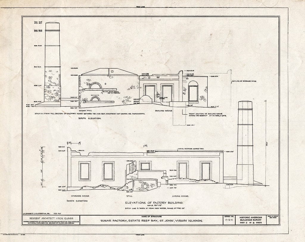 Blueprint HABS VI,2-REBA,1C- (Sheet 5 of 8) - Estate Reef Bay, Sugar Factory, Reef Bay, St. John, VI