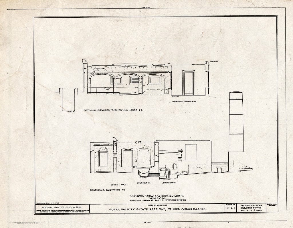 Blueprint HABS VI,2-REBA,1C- (Sheet 7 of 8) - Estate Reef Bay, Sugar Factory, Reef Bay, St. John, VI