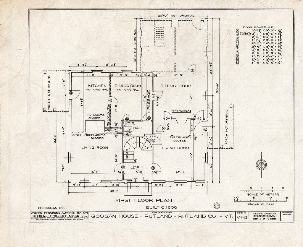 Blueprint HABS VT,11-RUT,2- (Sheet 1 of 17) - Googan House, Rutland, Rutland County, VT