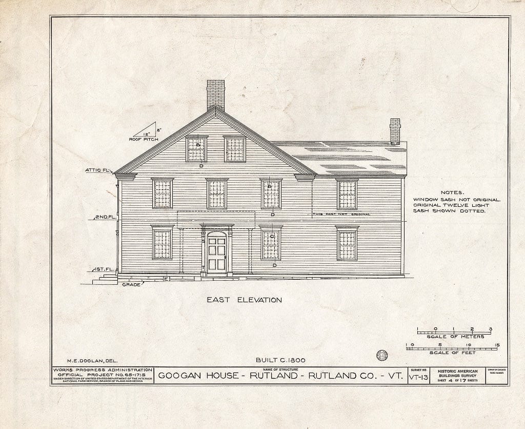 Blueprint HABS VT,11-RUT,2- (Sheet 4 of 17) - Googan House, Rutland, Rutland County, VT