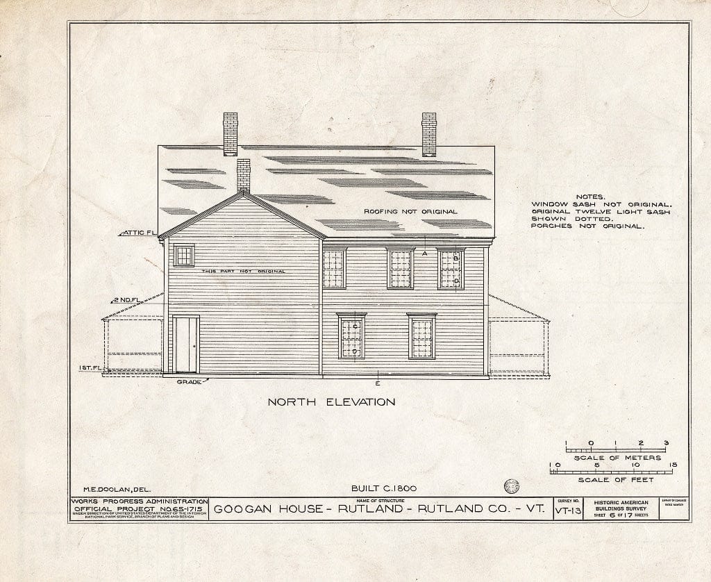Blueprint HABS VT,11-RUT,2- (Sheet 6 of 17) - Googan House, Rutland, Rutland County, VT