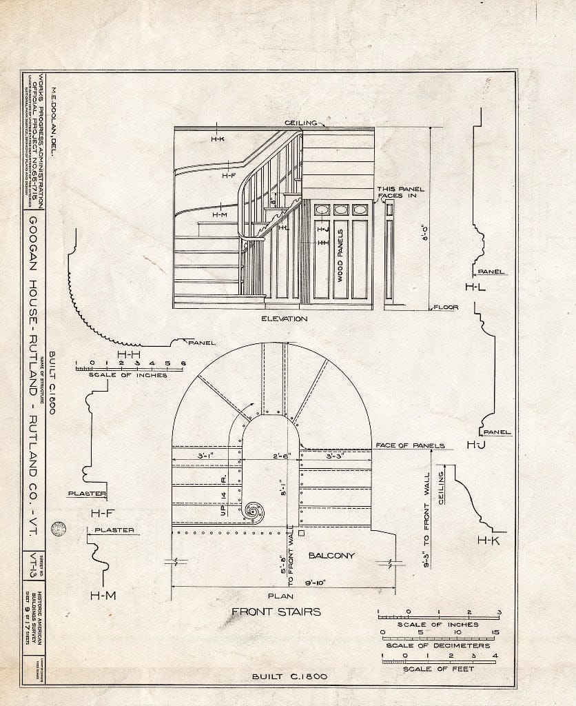 Blueprint HABS VT,11-RUT,2- (Sheet 9 of 17) - Googan House, Rutland, Rutland County, VT