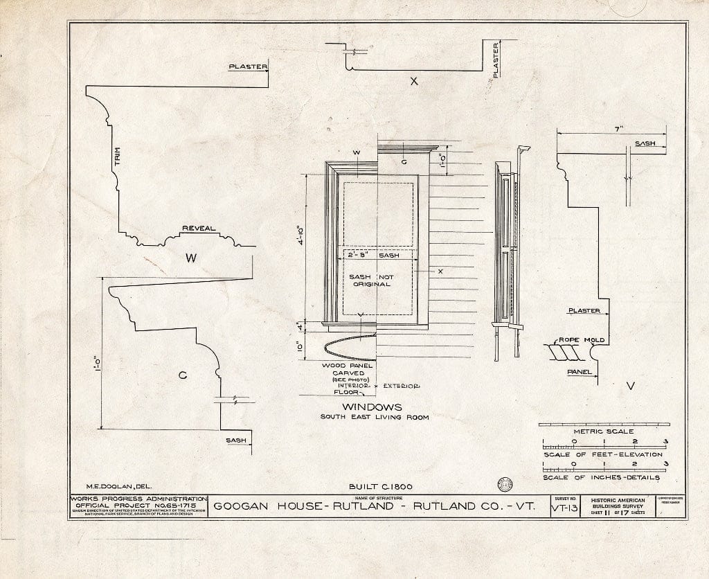 Blueprint HABS VT,11-RUT,2- (Sheet 11 of 17) - Googan House, Rutland, Rutland County, VT
