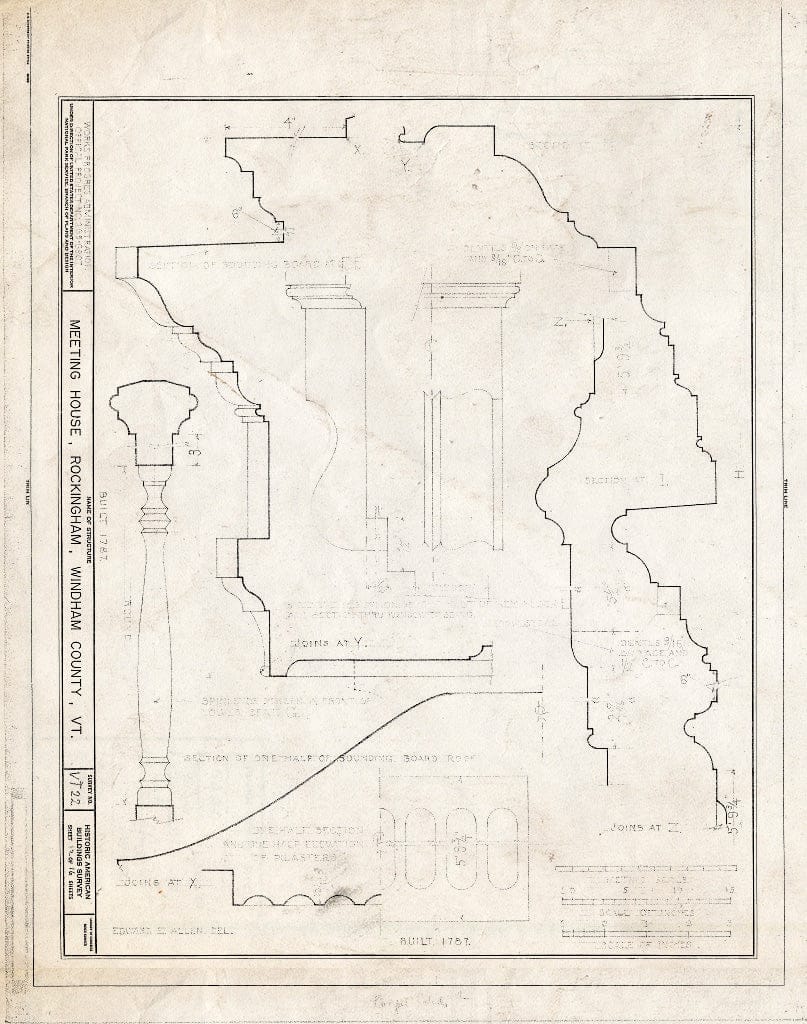 Blueprint HABS VT,13-Rocha,1- (Sheet 12 of 16) - Meetinghouse, Rockingham, Windham County, VT