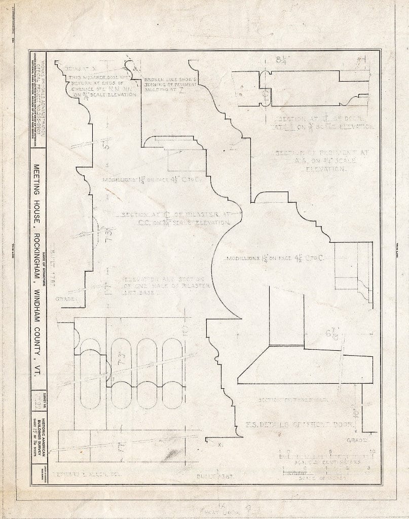 Blueprint HABS VT,13-Rocha,1- (Sheet 15 of 16) - Meetinghouse, Rockingham, Windham County, VT