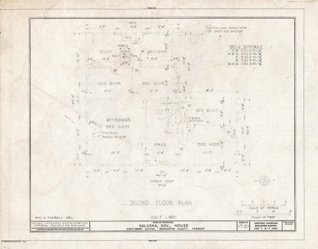 Blueprint HABS VT,2-SHAFTCE,1- (Sheet 2 of 14) - Governor Galusha House, Shaftsbury Center, Bennington County, VT