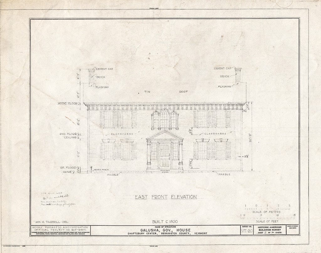Blueprint HABS VT,2-SHAFTCE,1- (Sheet 3 of 14) - Governor Galusha House, Shaftsbury Center, Bennington County, VT