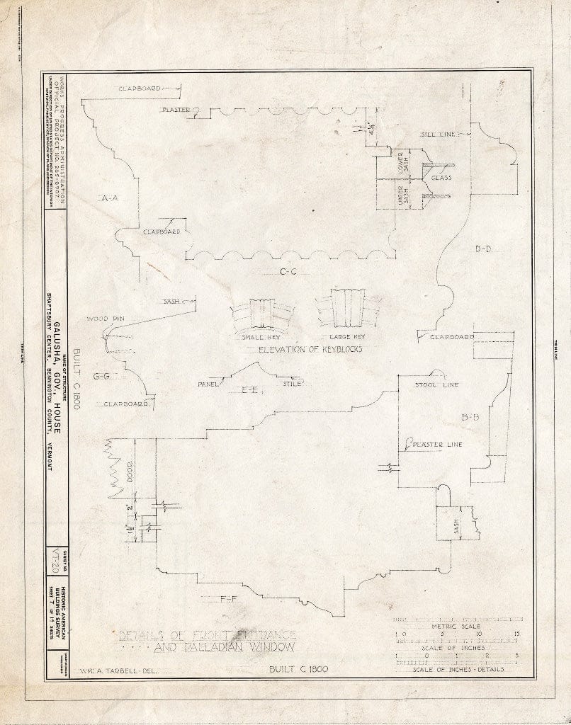 Blueprint HABS VT,2-SHAFTCE,1- (Sheet 7 of 14) - Governor Galusha House, Shaftsbury Center, Bennington County, VT