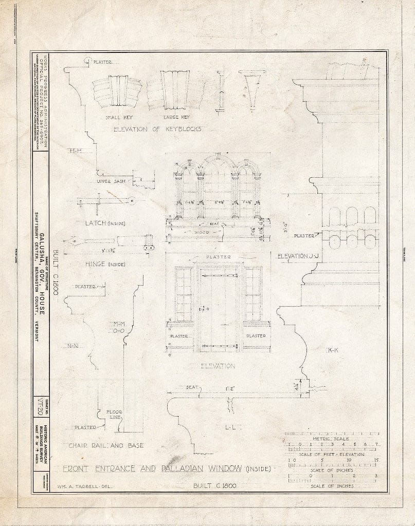 Blueprint HABS VT,2-SHAFTCE,1- (Sheet 8 of 14) - Governor Galusha House, Shaftsbury Center, Bennington County, VT