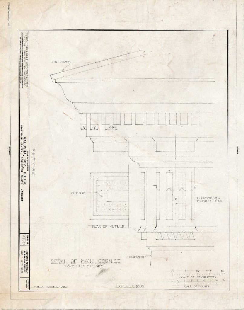 Blueprint HABS VT,2-SHAFTCE,1- (Sheet 9 of 14) - Governor Galusha House, Shaftsbury Center, Bennington County, VT