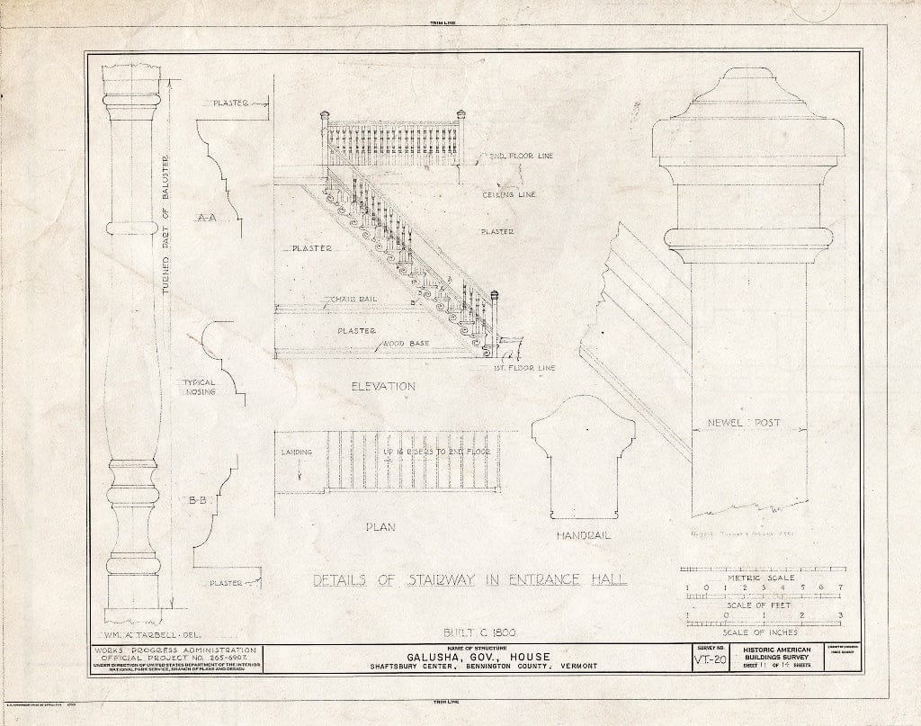 Blueprint HABS VT,2-SHAFTCE,1- (Sheet 11 of 14) - Governor Galusha House, Shaftsbury Center, Bennington County, VT