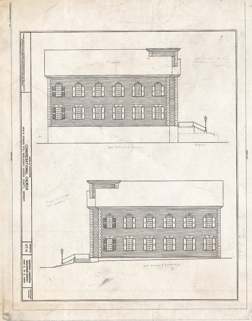 Blueprint HABS VT,1-MIDBU,1- (Sheet 4 of 14) - Congregational Church, Main & Seymour Streets, Middlebury, Addison County, VT