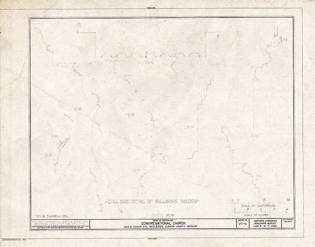 Blueprint HABS VT,1-MIDBU,1- (Sheet 8 of 14) - Congregational Church, Main & Seymour Streets, Middlebury, Addison County, VT