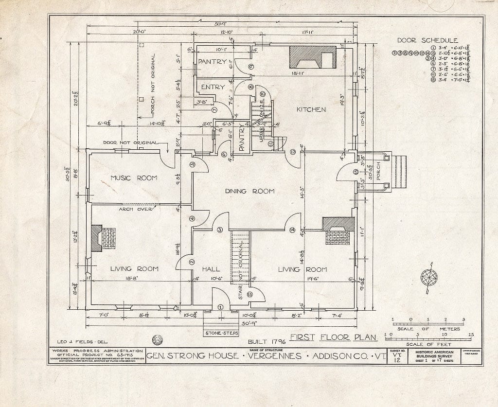 Blueprint HABS VT,1-VERG,1- (Sheet 1 of 17) - General Samuel Strong House, North Side of West Main Street, Vergennes, Addison County, VT