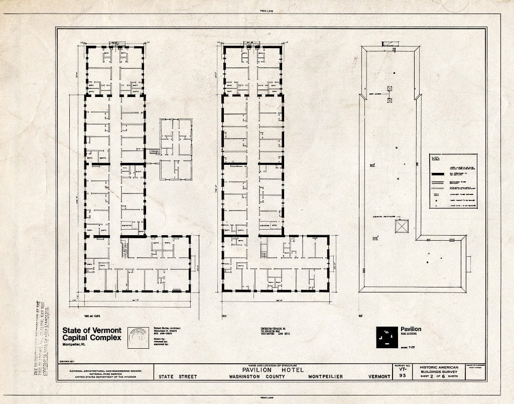 Blueprint HABS VT,12-Mont,3- (Sheet 2 of 6) - Pavilion Hotel, State Street, Montpelier, Washington County, VT