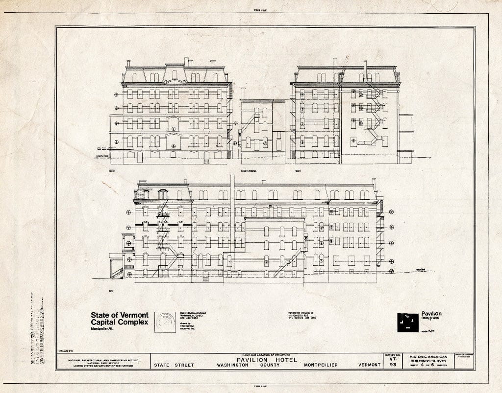 Blueprint HABS VT,12-Mont,3- (Sheet 4 of 6) - Pavilion Hotel, State Street, Montpelier, Washington County, VT