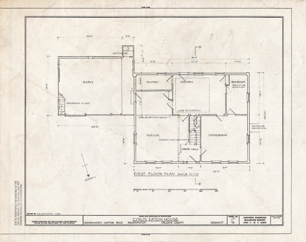 Blueprint HABS VT,10-BROW,2- (Sheet 2 of 6) - Cyrus Eaton House, Brownington Center Road, Brownington Center, Orleans County, VT