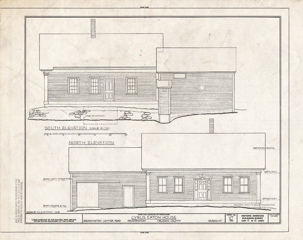 Blueprint HABS VT,10-BROW,2- (Sheet 4 of 6) - Cyrus Eaton House, Brownington Center Road, Brownington Center, Orleans County, VT