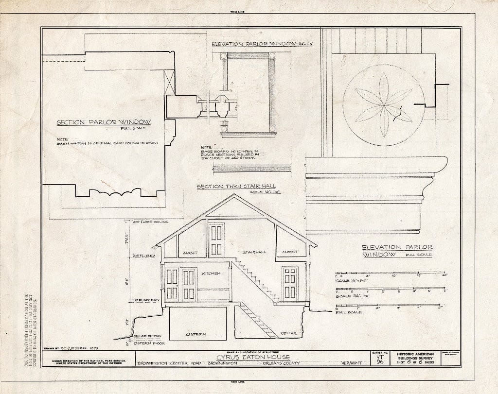 Blueprint HABS VT,10-BROW,2- (Sheet 6 of 6) - Cyrus Eaton House, Brownington Center Road, Brownington Center, Orleans County, VT