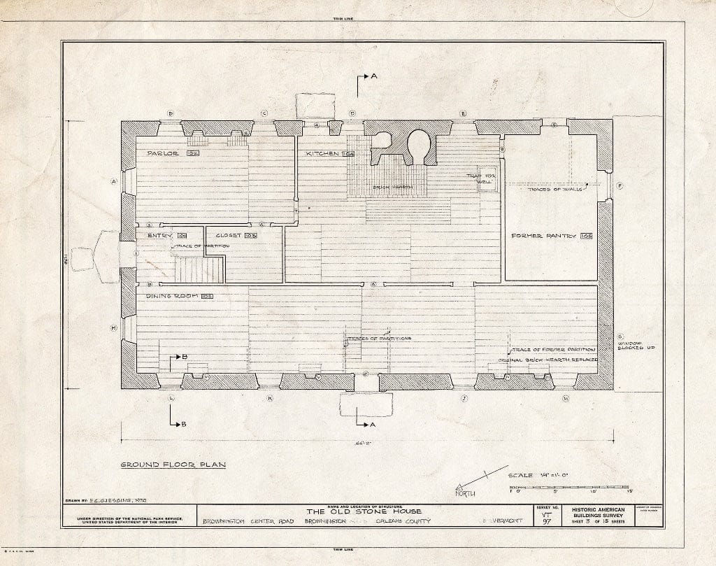 Blueprint HABS VT,10-BROW,3- (Sheet 3 of 15) - Old Stone House, Brownington Center Road at Derby Line, Brownington Center, Orleans County, VT