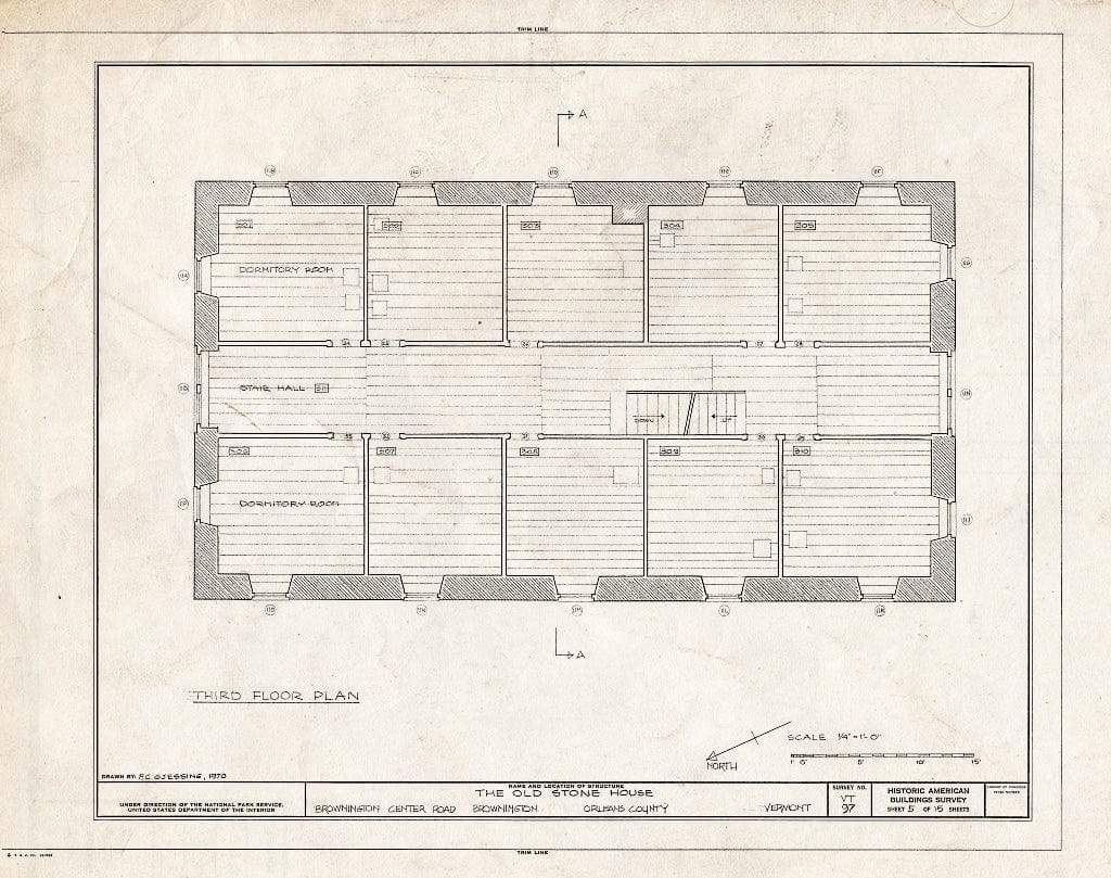 Blueprint HABS VT,10-BROW,3- (Sheet 4 of 15) - Old Stone House, Brownington Center Road at Derby Line, Brownington Center, Orleans County, VT