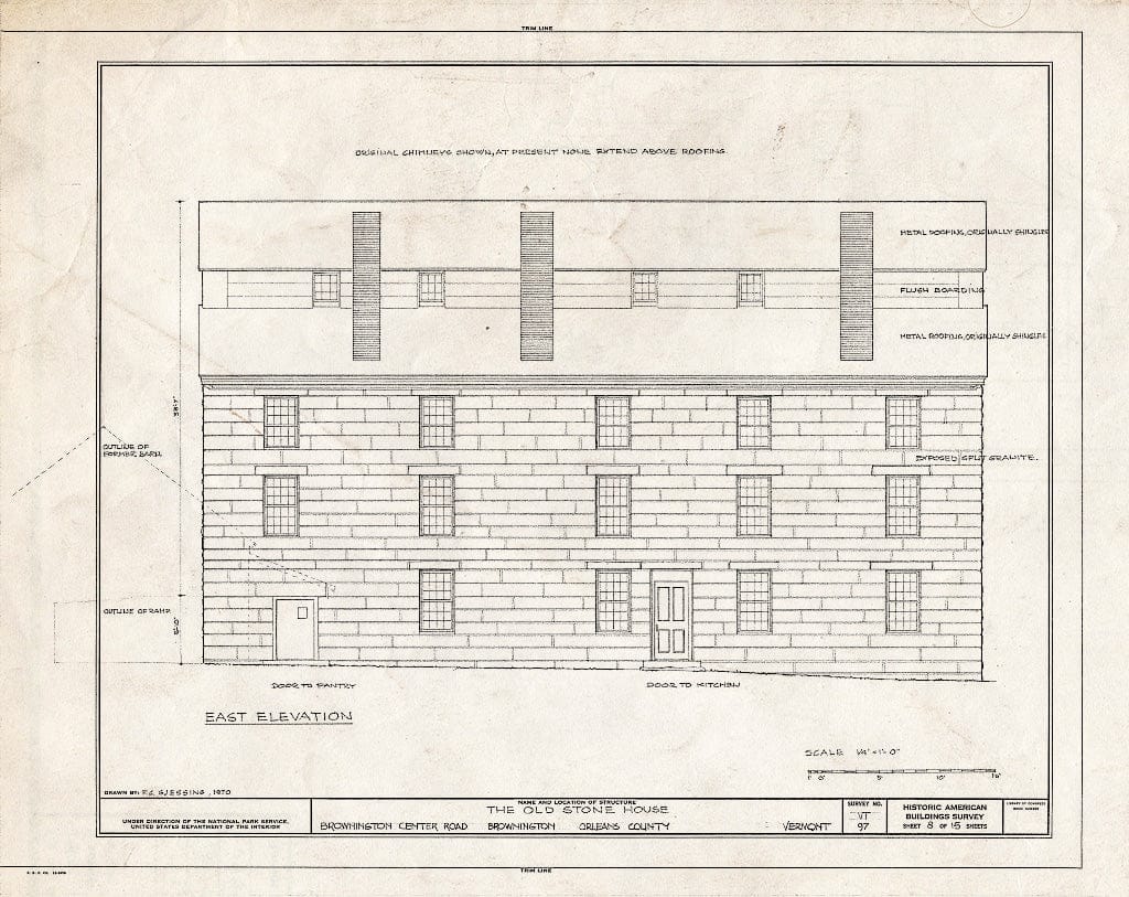 Blueprint HABS VT,10-BROW,3- (Sheet 8 of 15) - Old Stone House, Brownington Center Road at Derby Line, Brownington Center, Orleans County, VT