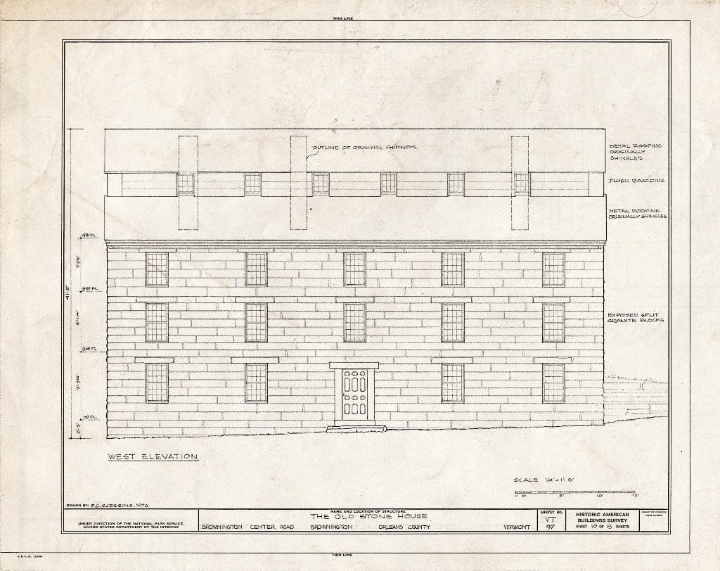 Blueprint HABS VT,10-BROW,3- (Sheet 10 of 15) - Old Stone House, Brownington Center Road at Derby Line, Brownington Center, Orleans County, VT