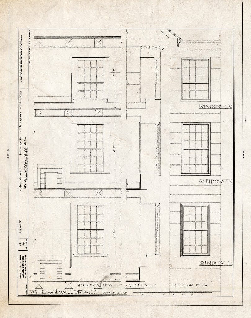 Blueprint HABS VT,10-BROW,3- (Sheet 14 of 15) - Old Stone House, Brownington Center Road at Derby Line, Brownington Center, Orleans County, VT