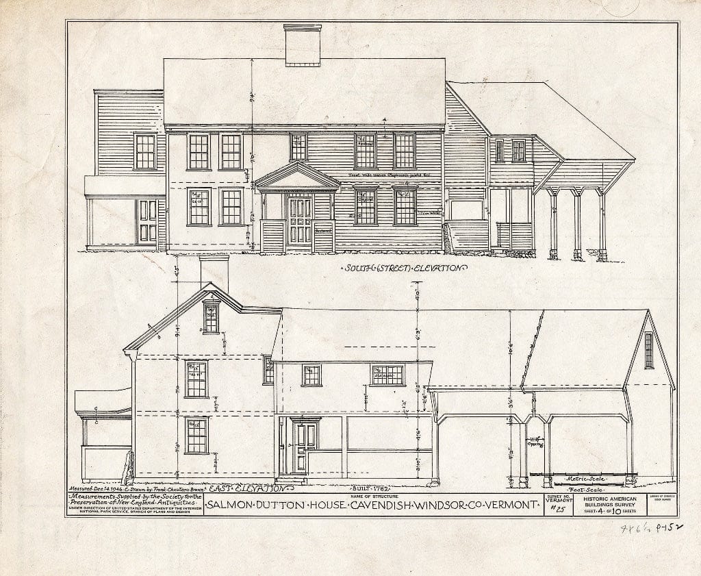 Blueprint HABS VT,14-CAV,1- (Sheet 4 of 10) - Salmon Dutton House, Cavendish, Windsor County, VT
