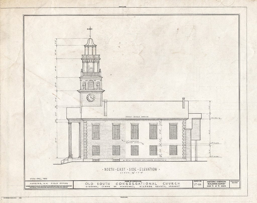 Blueprint HABS VT,14-Wind,7- (Sheet 5 of 5) - Old South Congregational Church, Main Street, Windsor, Windsor County, VT