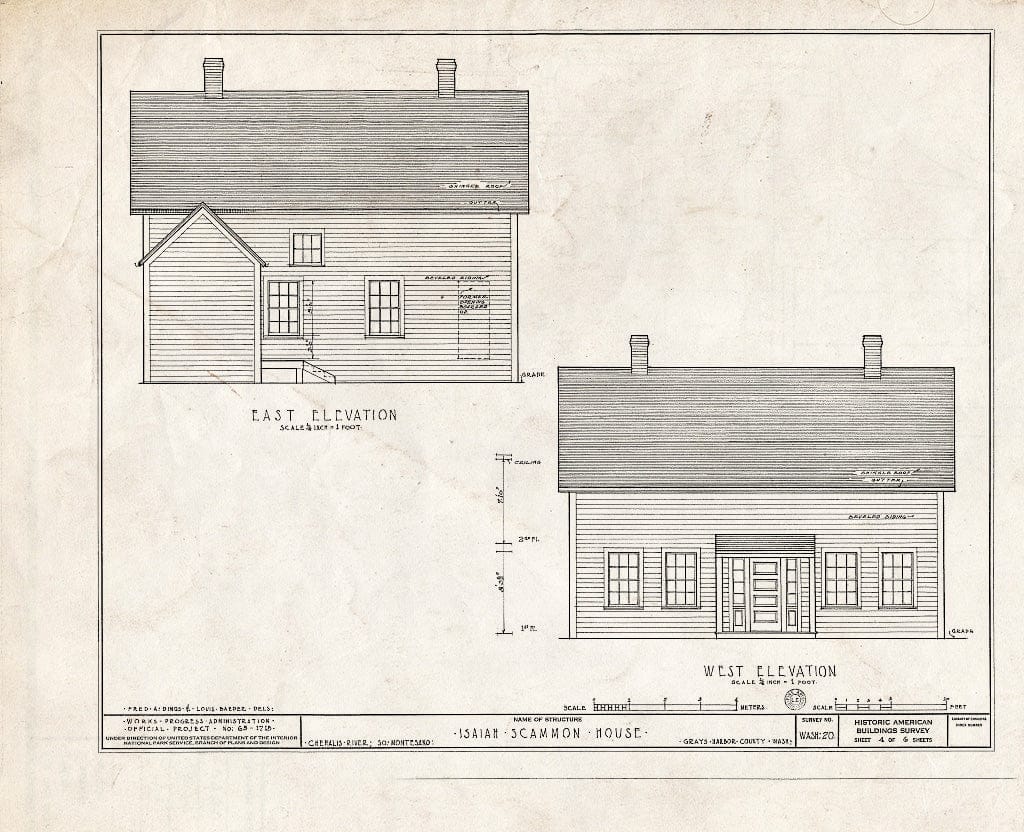 Blueprint HABS WASH,14-Monts,1- (Sheet 4 of 6) - Isaiah Scammon House, Chehalis River Vicinity, South Montesano, Grays Harbor County, WA