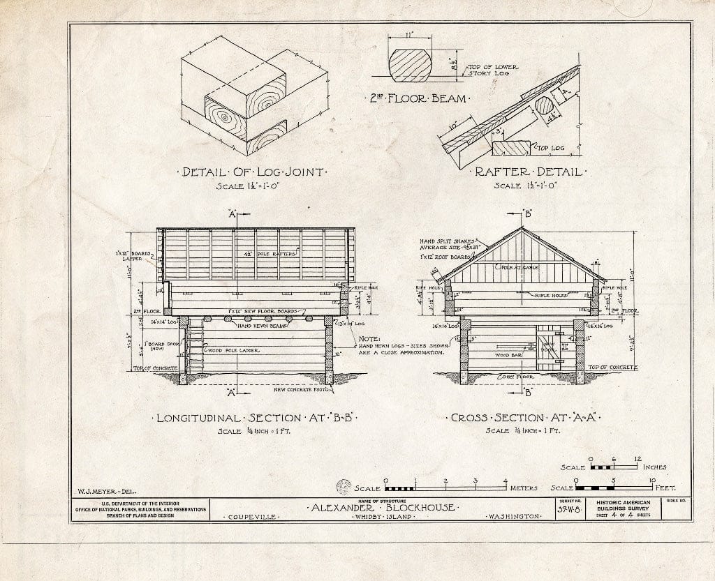 Blueprint HABS WASH,15-Coup,1- (Sheet 4 of 4) - Alexander Blockhouse, Island Highway, Main Street, Whidby Island, Coupeville, Island County, WA
