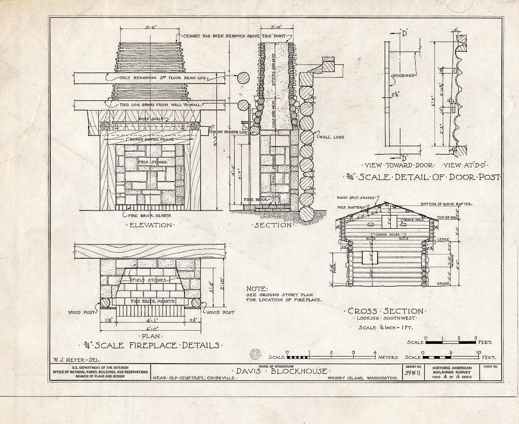 Blueprint HABS WASH,15-Coup,2- (Sheet 4 of 4) - Davis Blockhouse, Cemetery Grounds Vicinity, Whidby Island, Coupeville, Island County, WA