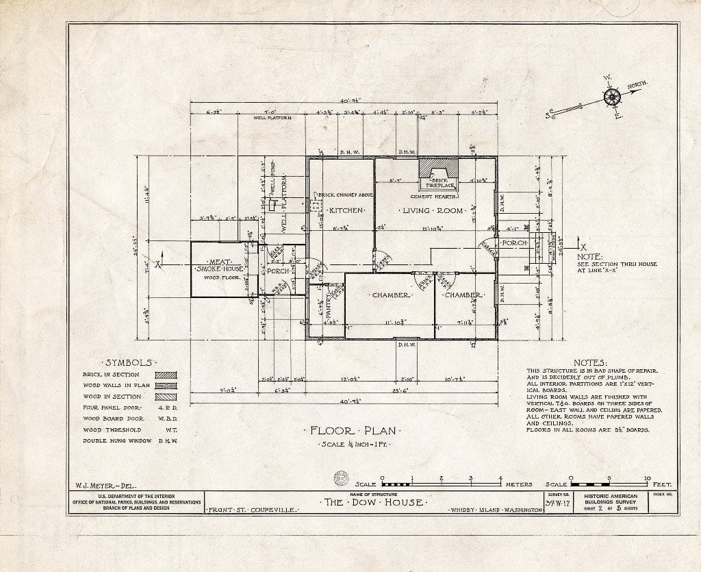 Blueprint HABS WASH,15-Coup,3- (Sheet 2 of 5) - Thomas J. Dow House, Front Street, Coupeville, Island County, WA