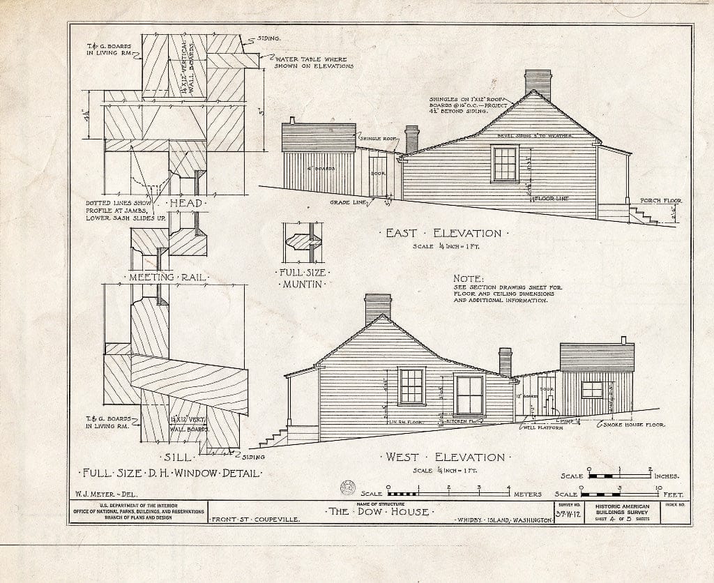 Blueprint HABS WASH,15-Coup,3- (Sheet 4 of 5) - Thomas J. Dow House, Front Street, Coupeville, Island County, WA