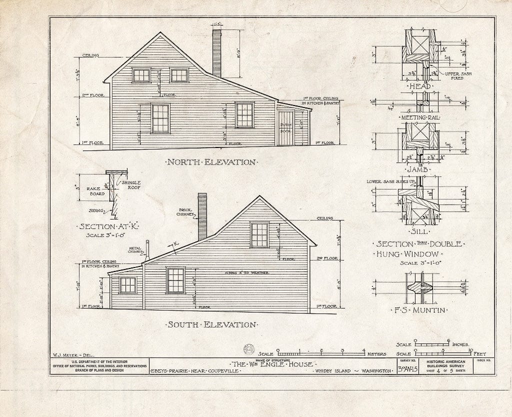 Blueprint HABS WASH,15-Coup.V,3- (Sheet 4 of 5) - William B. Engle House, Ebey's Prairie, Whidby Island, Coupeville, Island County, WA