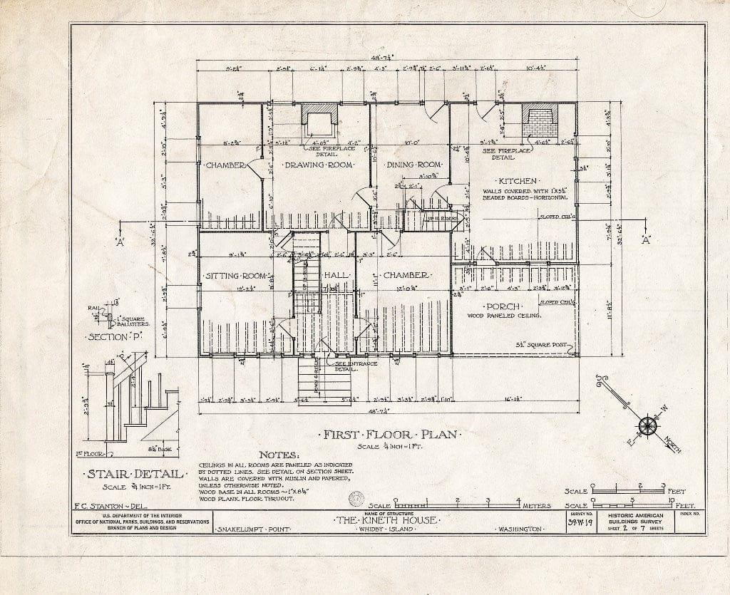 Blueprint HABS WASH,15-Coup.V,5- (Sheet 2 of 7) - John Kineth House, Snakelumt Point, Whidby Island, Coupeville, Island County, WA