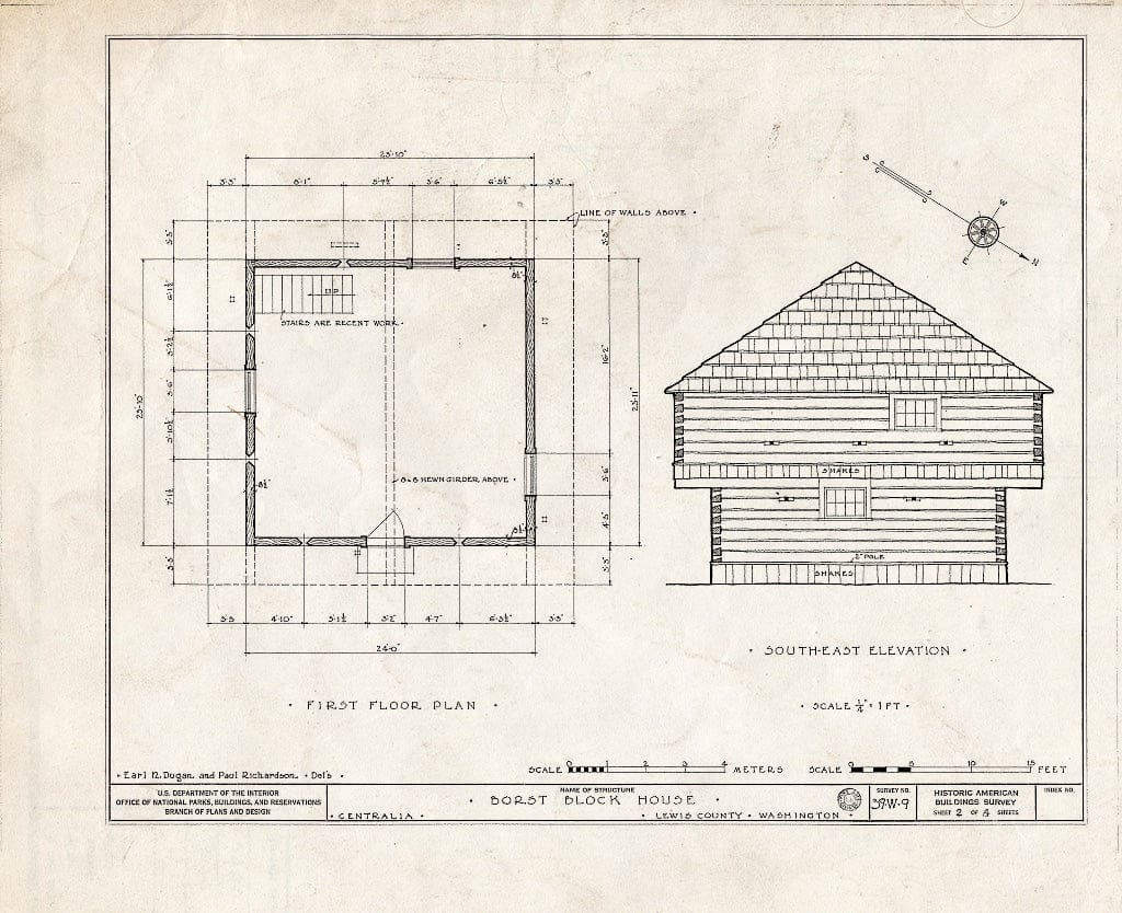 Blueprint HABS WASH,21-Cent,1- (Sheet 2 of 4) - Borst Blockhouse, Borst Park, Centralia, Lewis County, WA