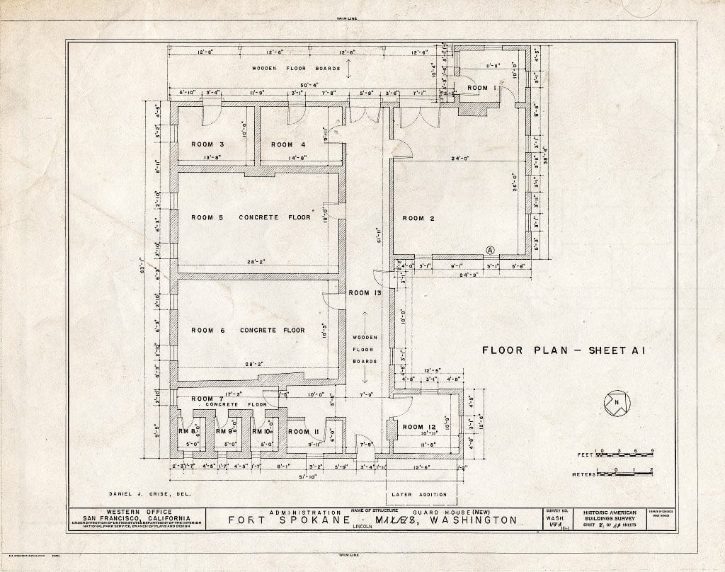 Blueprint HABS WASH,22-LINC.V,1I- (Sheet 1 of 4) - Fort Spokane, New Guardhouse, Lincoln, Lincoln County, WA