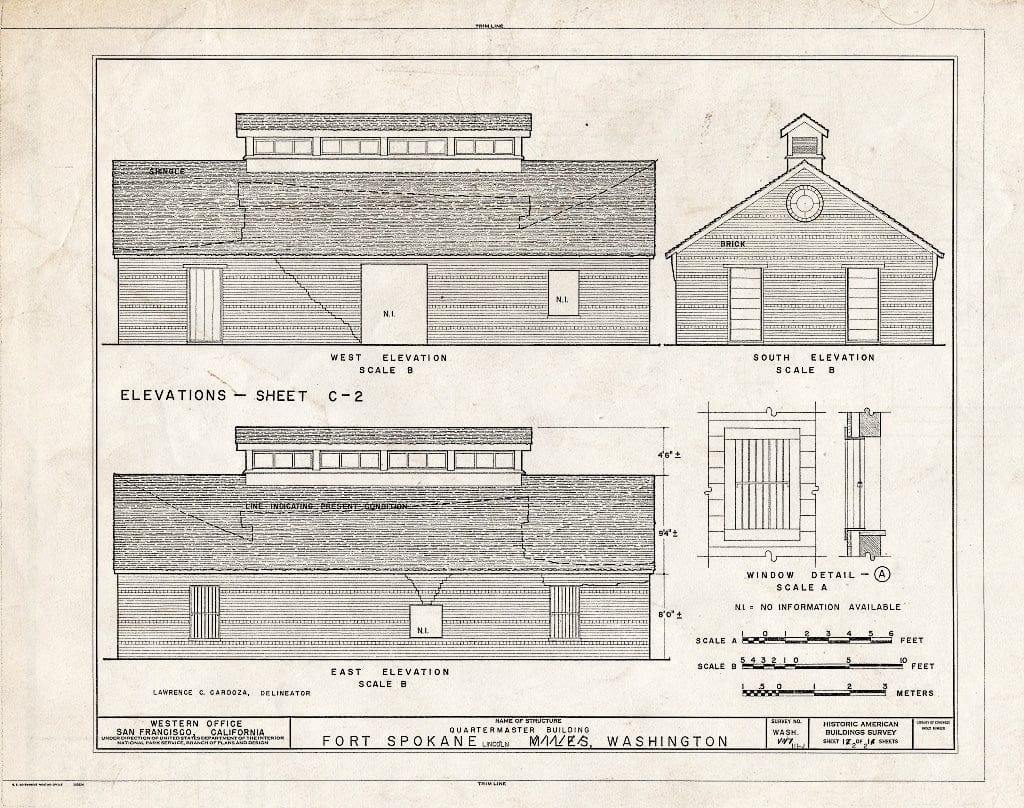 Blueprint HABS WASH,22-LINC.V,1J- (Sheet 2 of 2) - Fort Spokane, Quartermaster Building, Lincoln, Lincoln County, WA