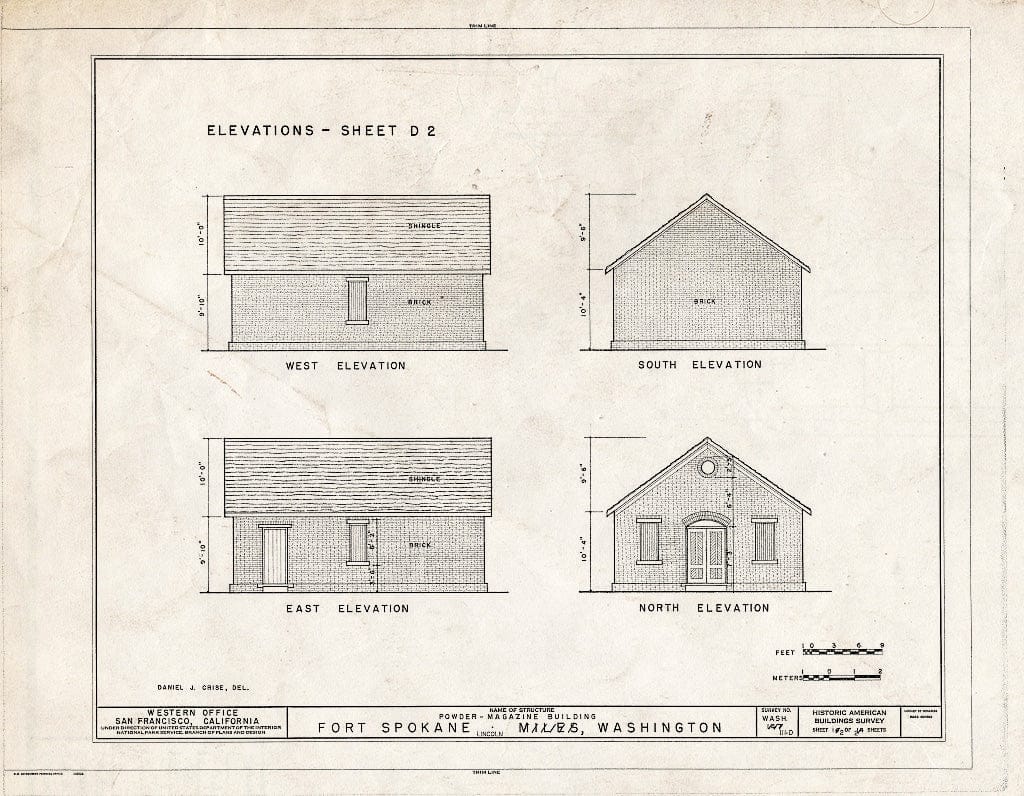 Blueprint HABS WASH,22-LINC.V,1D- (Sheet 2 of 2) - Fort Spokane, Powder Magazine, Lincoln, Lincoln County, WA