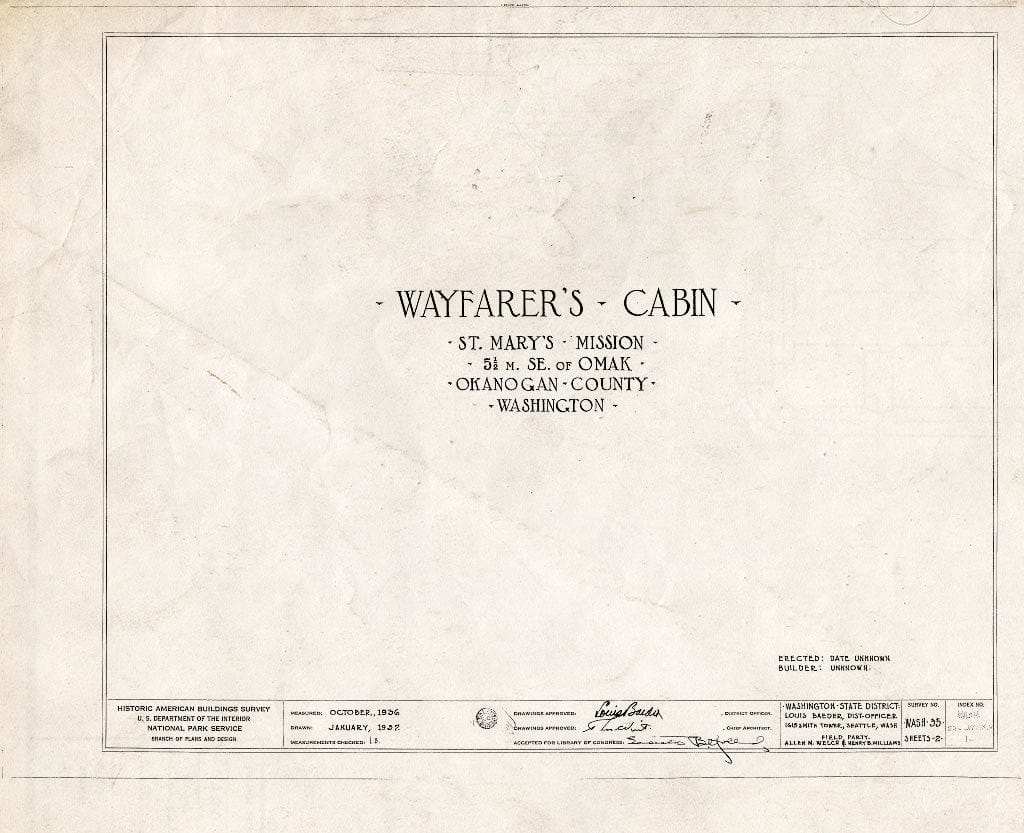 Blueprint HABS WASH,24-OMAK.V,1- (Sheet 0 of 2) - St. Mary's Mission, Colville Indian Reservation, Omak, Okanogan County, WA