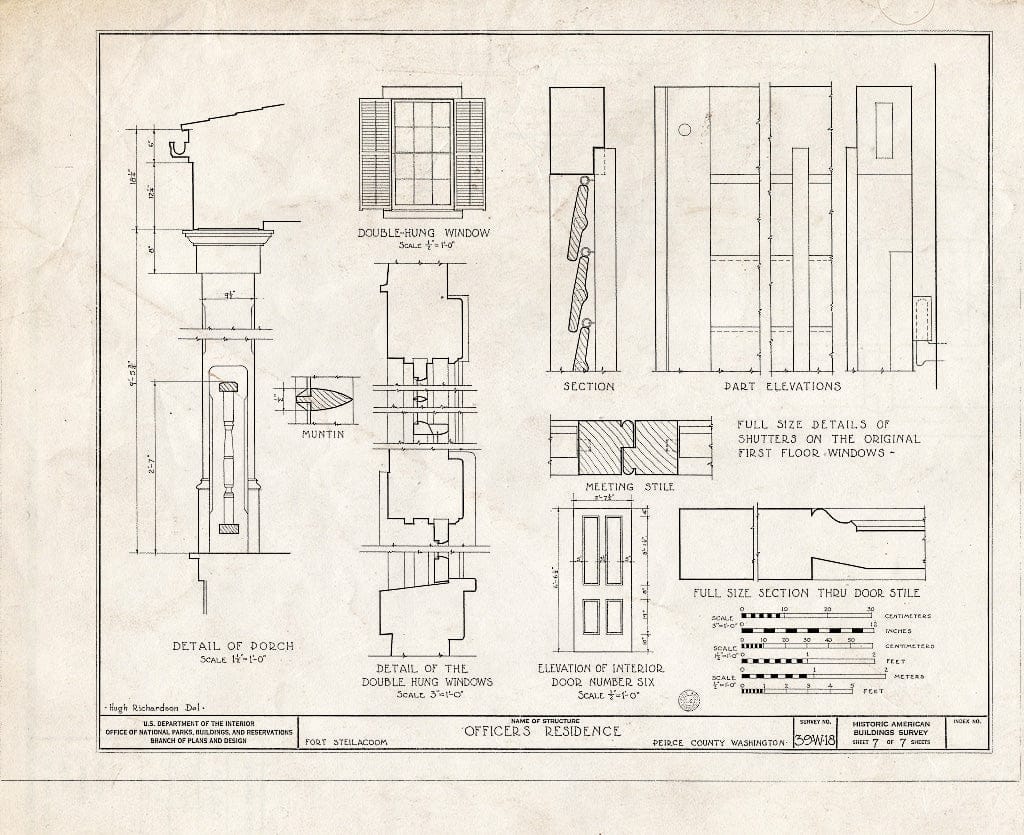 Blueprint HABS WASH,27-FOSTEI,1- (Sheet 7 of 7) - Officers' Houses, Steilacoom, Pierce County, WA