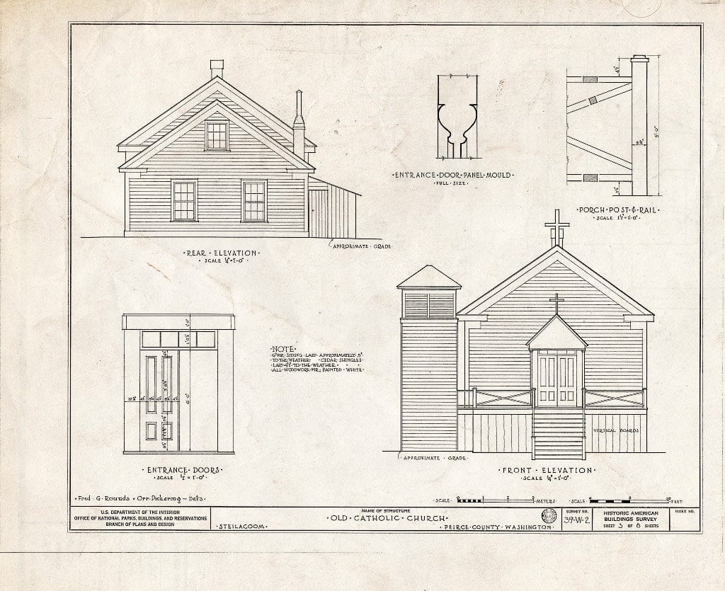 Blueprint HABS WASH,27-STEIL,2- (Sheet 3 of 8) - Catholic Church, Nisqually & Main Streets, Steilacoom, Pierce County, WA