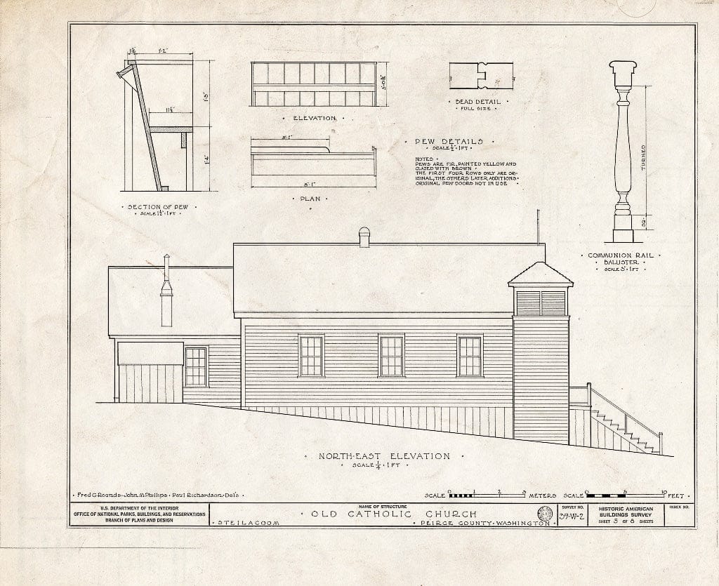 Blueprint HABS WASH,27-STEIL,2- (Sheet 5 of 8) - Catholic Church, Nisqually & Main Streets, Steilacoom, Pierce County, WA