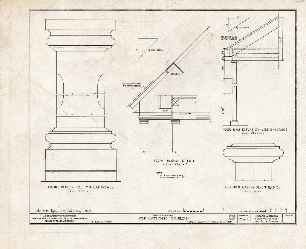Blueprint HABS WASH,27-STEIL,2- (Sheet 8 of 8) - Catholic Church, Nisqually & Main Streets, Steilacoom, Pierce County, WA
