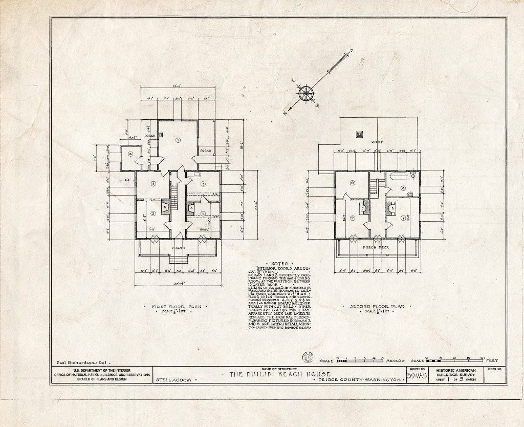 Blueprint HABS WASH,27-STEIL,3- (Sheet 1 of 5) - Philip Keach House, Steilacoom, Pierce County, WA