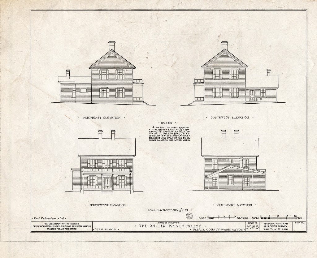 Blueprint HABS WASH,27-STEIL,3- (Sheet 2 of 5) - Philip Keach House, Steilacoom, Pierce County, WA